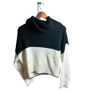 Topshop Black and White Cowl Turtleneck Sweater